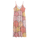 Cute Cartoon Pig Pattern Print Jersey Midi Cami Dress