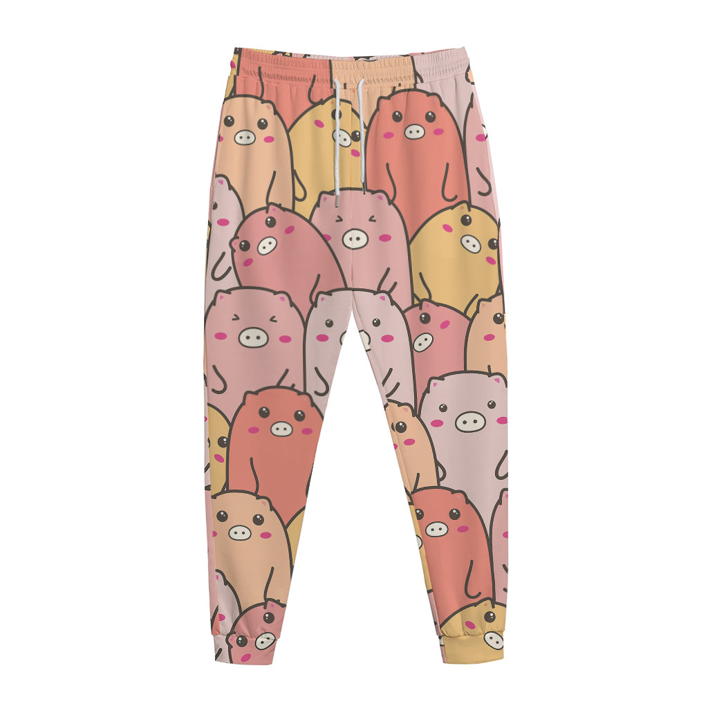 Cute Cartoon Pig Pattern Print Jogger Pants
