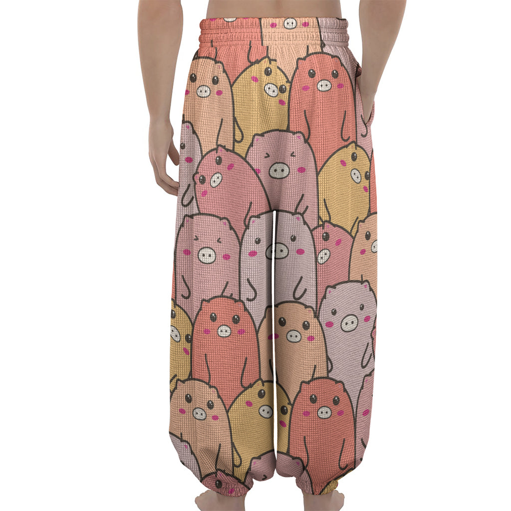 Cute Cartoon Pig Pattern Print Lantern Pants