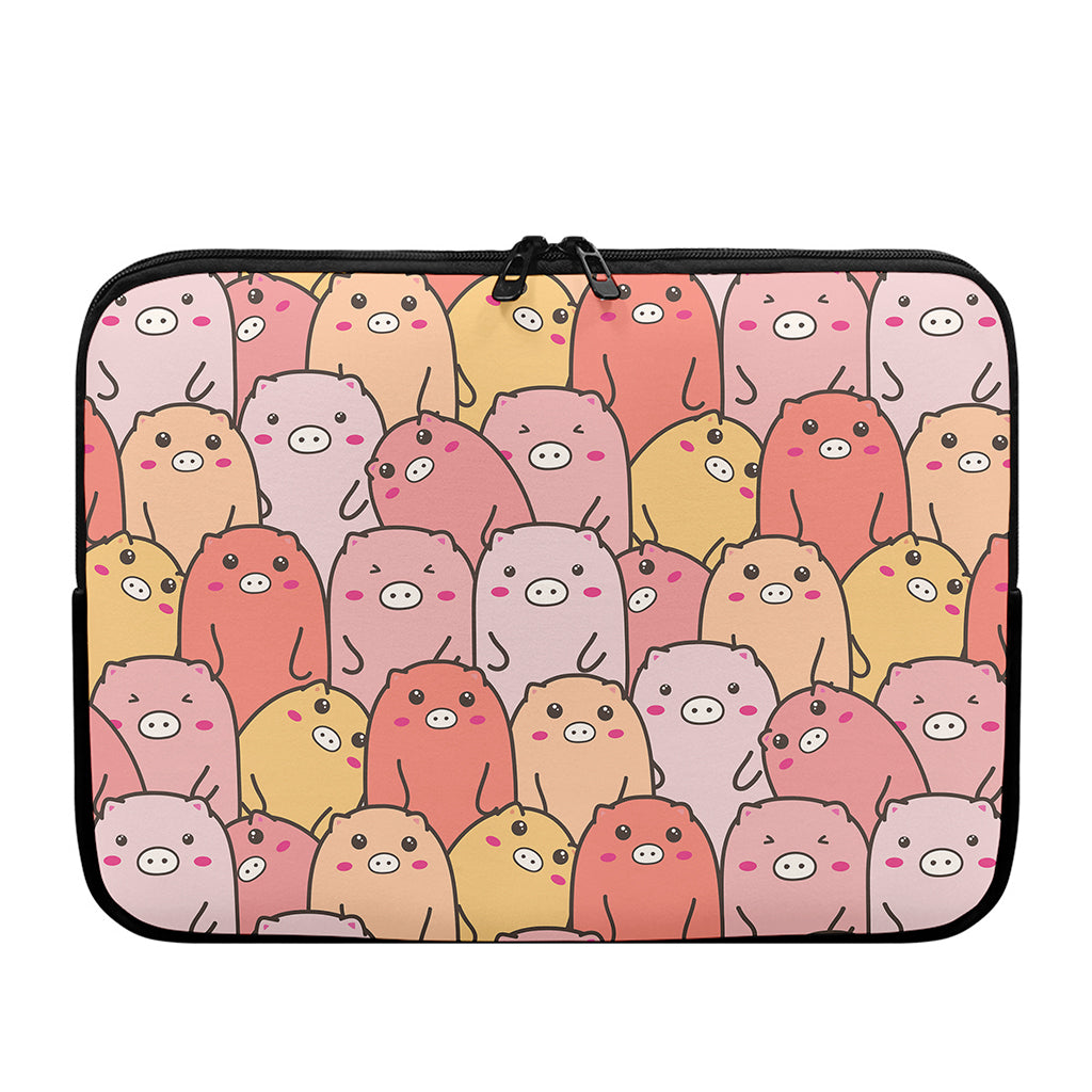 Cute Cartoon Pig Pattern Print Laptop Sleeve
