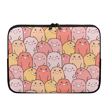 Cute Cartoon Pig Pattern Print Laptop Sleeve