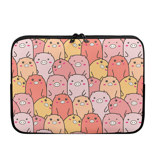 Cute Cartoon Pig Pattern Print Laptop Sleeve