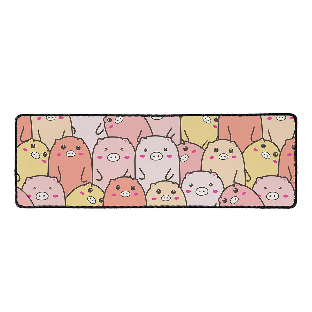 Cute Cartoon Pig Pattern Print Long Kitchen Mat