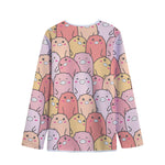 Cute Cartoon Pig Pattern Print Long Sleeve Short Coat