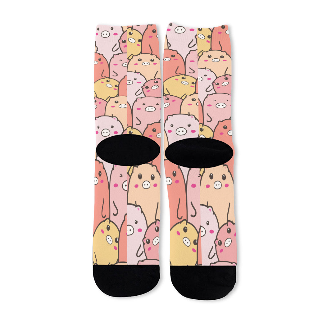 Cute Cartoon Pig Pattern Print Long Socks