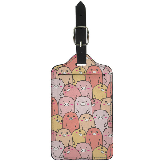 Cute Cartoon Pig Pattern Print Luggage Tag
