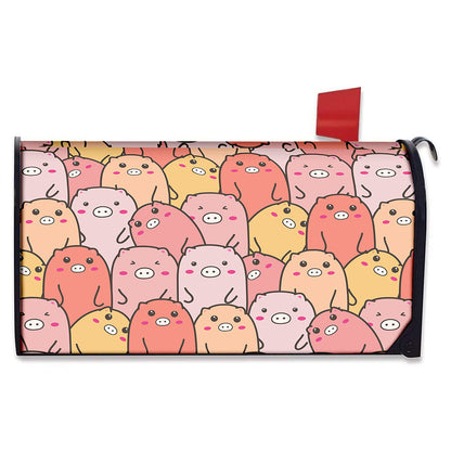 Cute Cartoon Pig Pattern Print Mailbox Cover