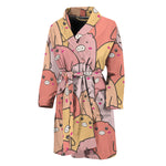 Cute Cartoon Pig Pattern Print Men's Bathrobe