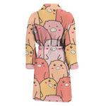 Cute Cartoon Pig Pattern Print Men's Bathrobe