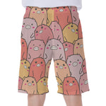 Cute Cartoon Pig Pattern Print Men's Beach Shorts