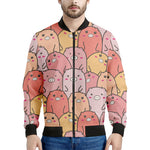 Cute Cartoon Pig Pattern Print Men's Bomber Jacket