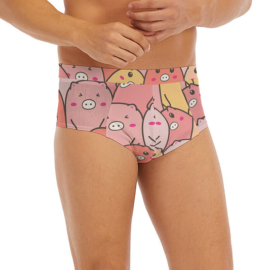 Cute Cartoon Pig Pattern Print Men's Briefs