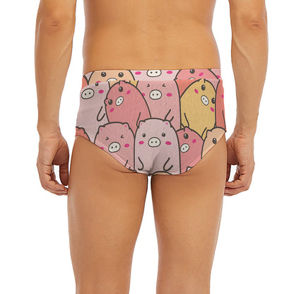 Cute Cartoon Pig Pattern Print Men's Briefs
