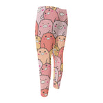 Cute Cartoon Pig Pattern Print Men's Compression Pants