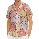 Cute Cartoon Pig Pattern Print Men's Deep V-Neck Shirt