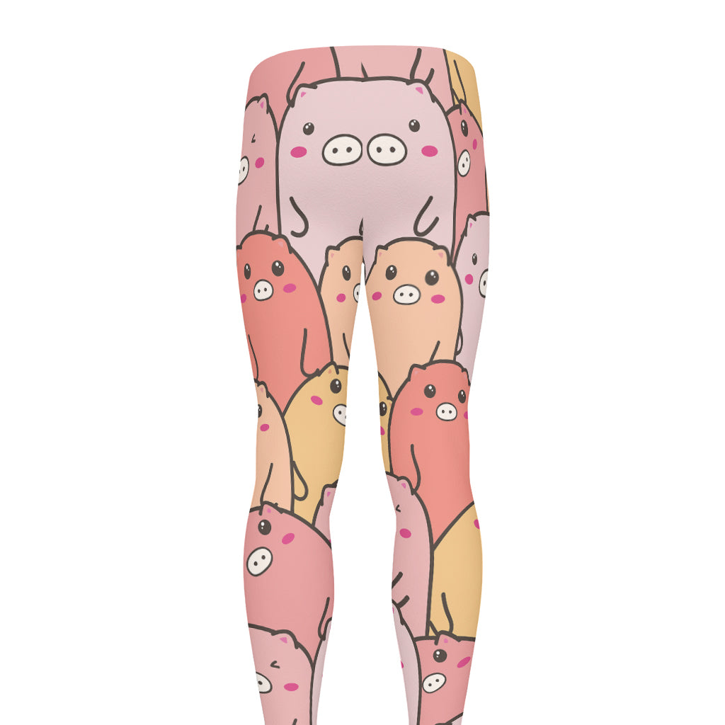 Cute Cartoon Pig Pattern Print Men's leggings