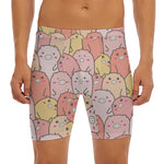 Cute Cartoon Pig Pattern Print Men's Long Boxer Briefs