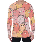 Cute Cartoon Pig Pattern Print Men's Long Sleeve T-Shirt