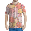 Cute Cartoon Pig Pattern Print Men's Polo Shirt