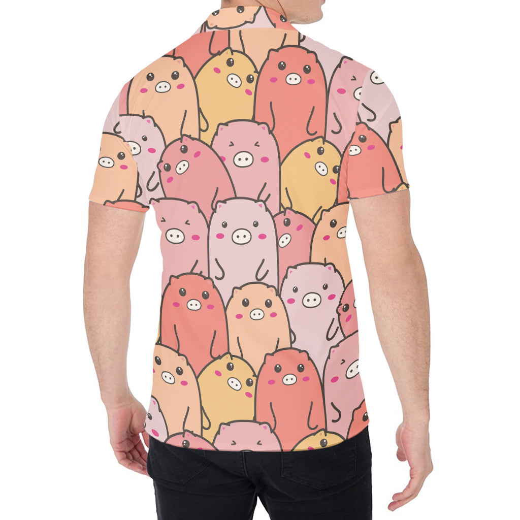 Cute Cartoon Pig Pattern Print Men's Shirt