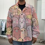 Cute Cartoon Pig Pattern Print Men's Shirt Jacket