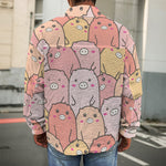 Cute Cartoon Pig Pattern Print Men's Shirt Jacket