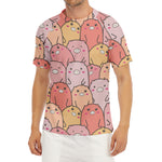 Cute Cartoon Pig Pattern Print Men's Short Sleeve Rash Guard