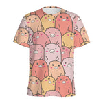 Cute Cartoon Pig Pattern Print Men's Sports T-Shirt