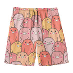 Cute Cartoon Pig Pattern Print Men's Swim Trunks