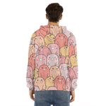 Cute Cartoon Pig Pattern Print Men's Velvet Pullover Hoodie