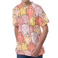 Cute Cartoon Pig Pattern Print Men's Velvet T-Shirt