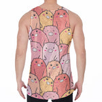 Cute Cartoon Pig Pattern Print Men's Velvet Tank Top