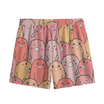 Cute Cartoon Pig Pattern Print Mesh Shorts