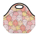 Cute Cartoon Pig Pattern Print Neoprene Lunch Bag