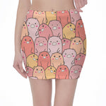 Cute Cartoon Pig Pattern Print Pencil Mini Skirt