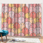 Cute Cartoon Pig Pattern Print Pencil Pleat Curtains