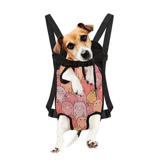 Cute Cartoon Pig Pattern Print Pet Carrier Backpack
