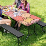 Cute Cartoon Pig Pattern Print Picnic Table Cover