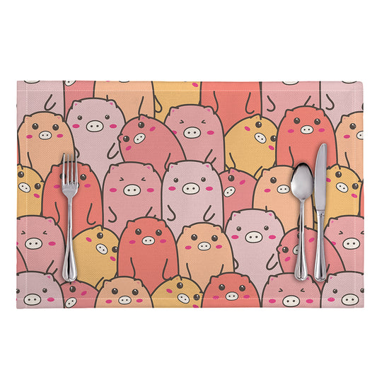 Cute Cartoon Pig Pattern Print Placemat