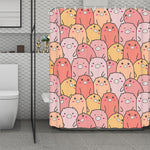 Cute Cartoon Pig Pattern Print Polyester Shower Curtain