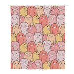 Cute Cartoon Pig Pattern Print Polyester Shower Curtain