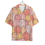 Cute Cartoon Pig Pattern Print Rayon Hawaiian Shirt