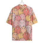 Cute Cartoon Pig Pattern Print Rayon Hawaiian Shirt