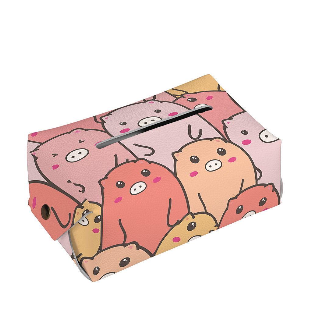 Cute Cartoon Pig Pattern Print Rectangle Tissue Box Cover