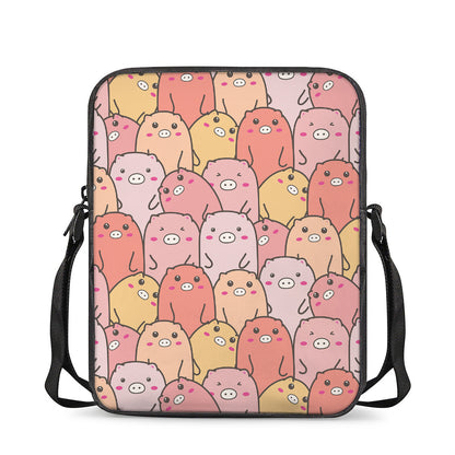 Cute Cartoon Pig Pattern Print Rectangular Crossbody Bag