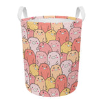 Cute Cartoon Pig Pattern Print Round Laundry Basket