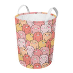 Cute Cartoon Pig Pattern Print Round Laundry Basket