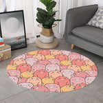 Cute Cartoon Pig Pattern Print Round Rug