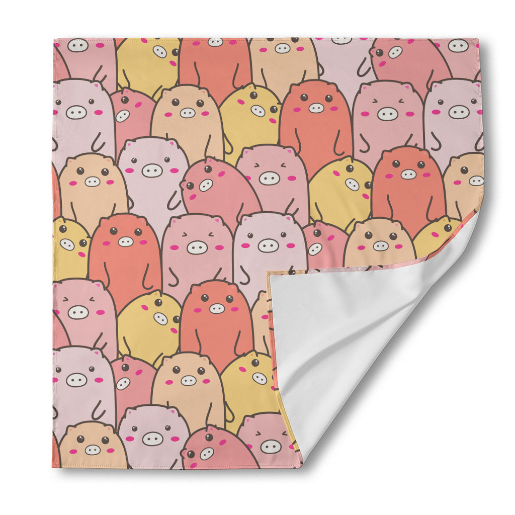 Cute Cartoon Pig Pattern Print Silk Bandana