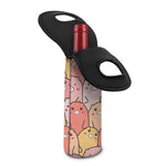Cute Cartoon Pig Pattern Print Single Neoprene Wine Tote